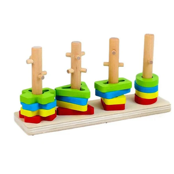 Wooden Four Set Columns - Sorting Shape Toy - Image 4