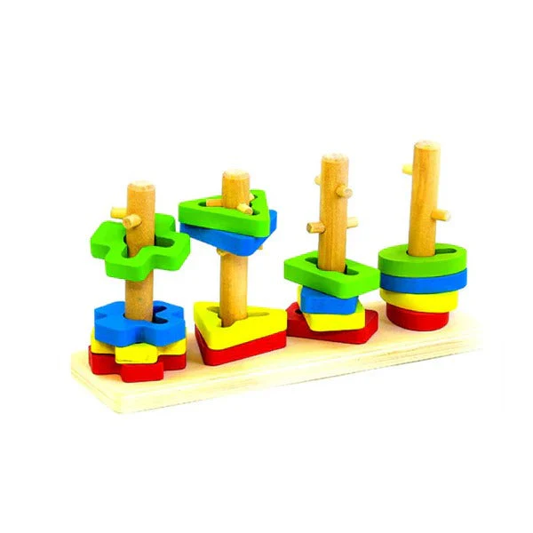 Wooden Four Set Columns - Sorting Shape Toy - Image 3