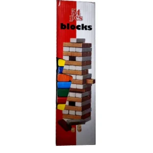 Tower Game / Wooden Blocks (Multicolor) 54 Pcs
