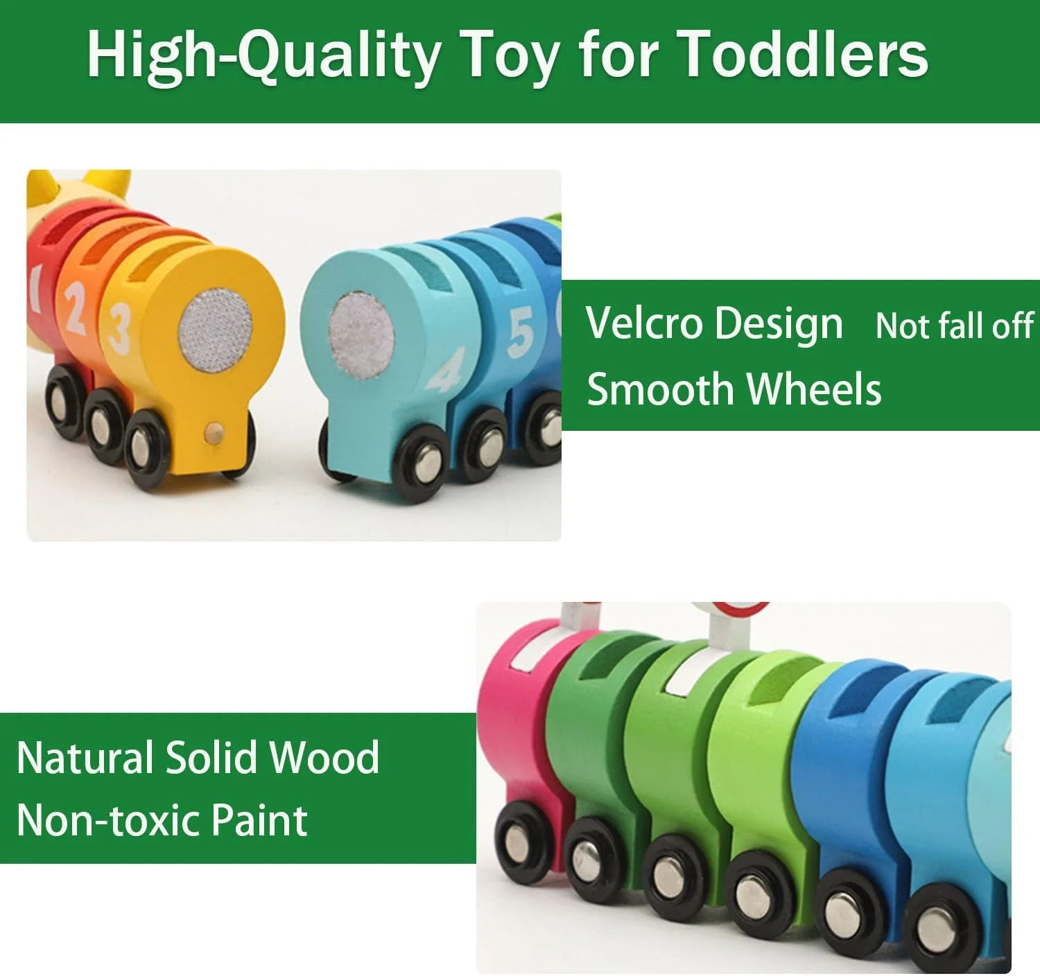 Wooden Caterpillar Train with Numbers & Traffic Sign - Image 2
