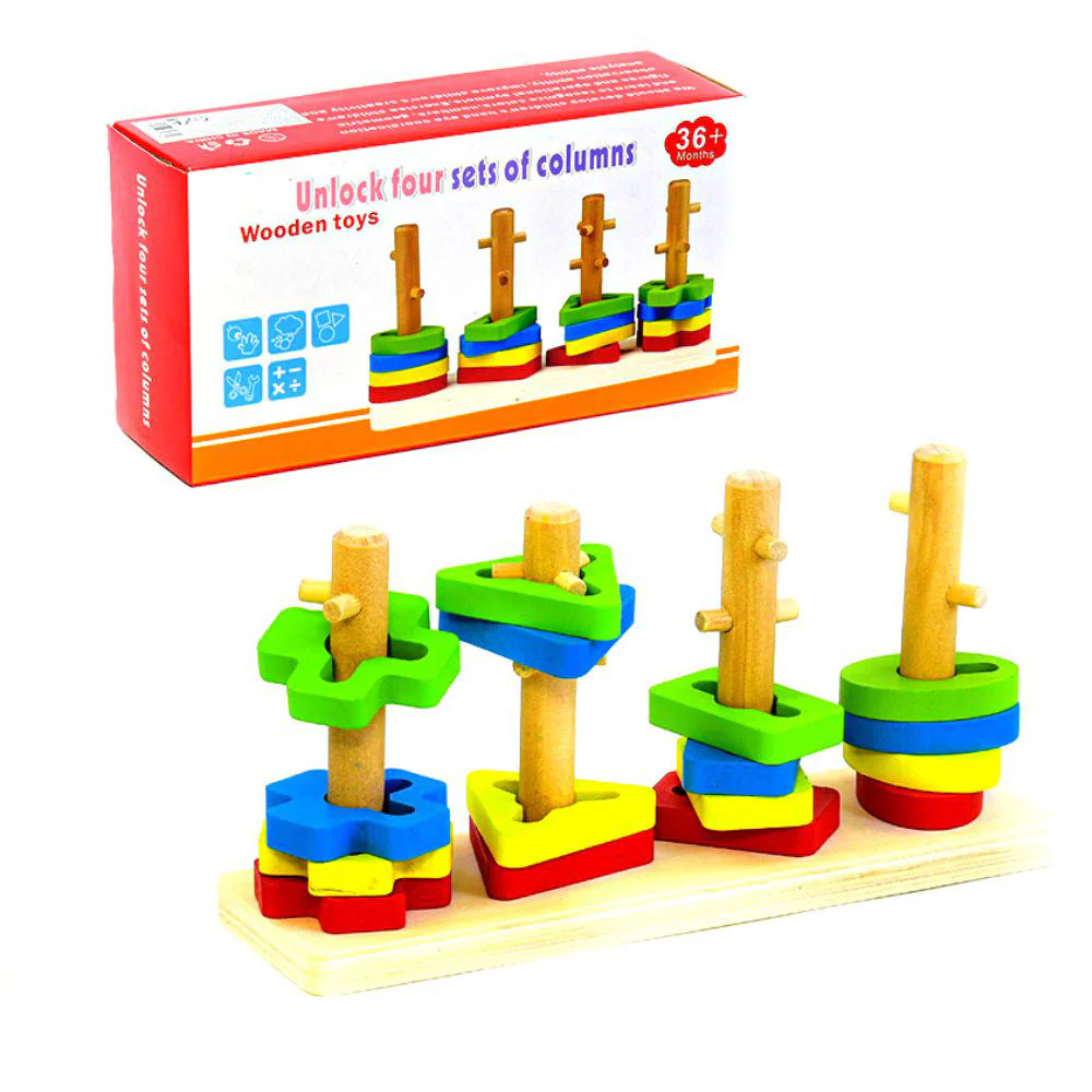 Wooden Four Set Columns - Sorting Shape Toy