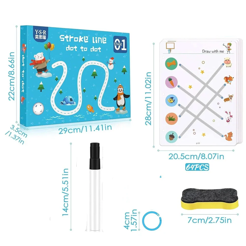 Reusable Magical Tracing Workbook Set with Marker & Duster - 64 Pages - Image 3
