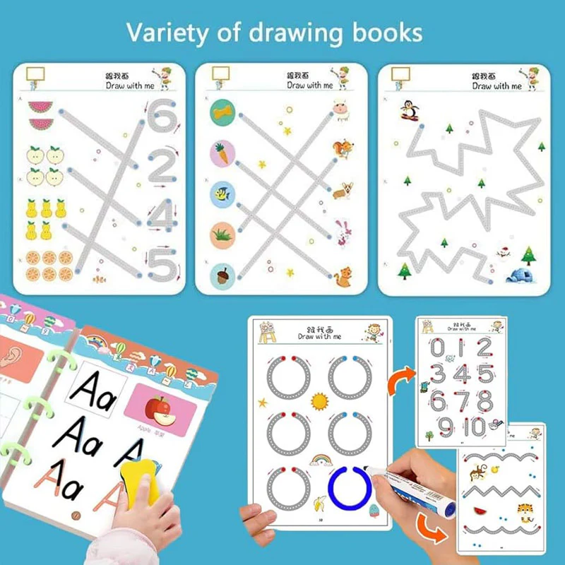 Reusable Magical Tracing Workbook Set with Marker & Duster - 64 Pages - Image 2